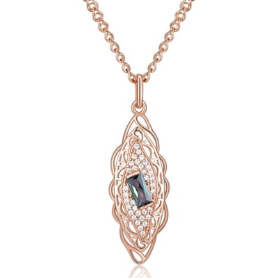 Kienl   Collier Pendentif Fleur Couleur Or Rose Pour Femmes Carré Coloré Zircon Naturel Accessoires Bijoux Fins Quotidiens beige
