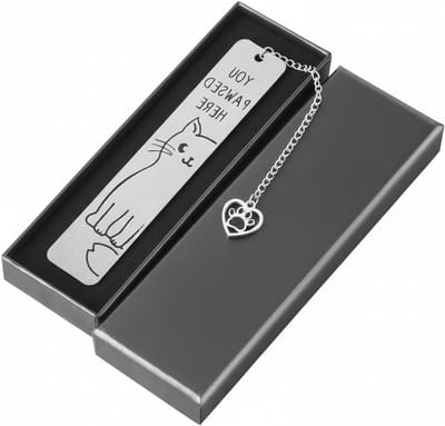 Grappige metalen boekenlegger van roestvrij staal met geschenkdoos, ideaal voor boekenliefhebbers, dierenfans en speciale gelegenheden zoals verjaardagen en feestdagen