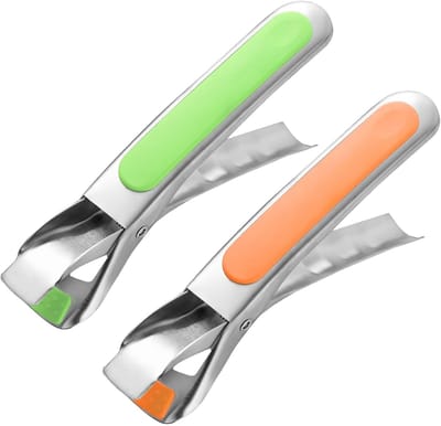 longziming -Anti-slip keukentang – RVS hittebestendige tang voor airfryer en hete schotels – Veilige serveertang – Groen & Oranje