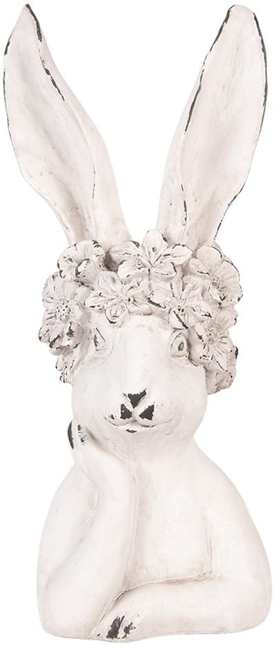 Clayre & Eef Decoratie Beeld Konijn 20x17x45 cm Wit Kunststof