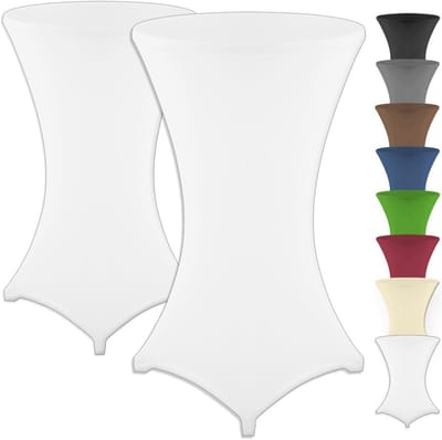 Statafelhoezen Set - Elastische Hoezen - Feestelijke Decoratie - Oeko-Tex Gecertificeerd - 60-85cm Diameter - Wit