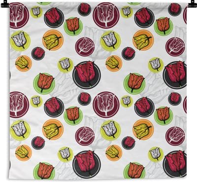 Wandkleed - Wanddoek - Tulp - Bloemen - Patronen - 180x180 cm - Wandtapijt