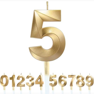 3D Vorm Verjaardag Nummer Kaarsen - Goud Glitter Decoratieve Kaarsen voor Taart - Bruiloft en Afstudeerfeestje Decoratie