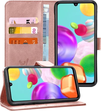 Hoesje geschikt voor Samsung A41 - Book Case Kunstleer Wallet Roségoud