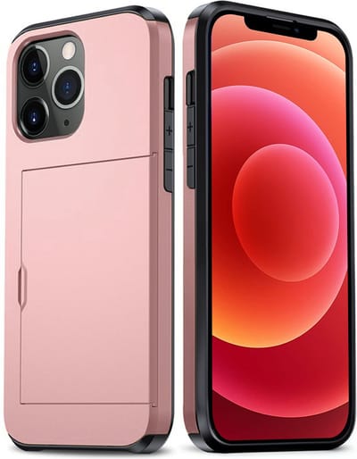 Hoes Geschikt voor iPhone 11 Pro Hoesje Hard Case Met Pas Houder - Hoesje Geschikt voor iPhone 11 Pro Hoes Shockproof Hard Cover Met Kaarthouder - Rosé goud