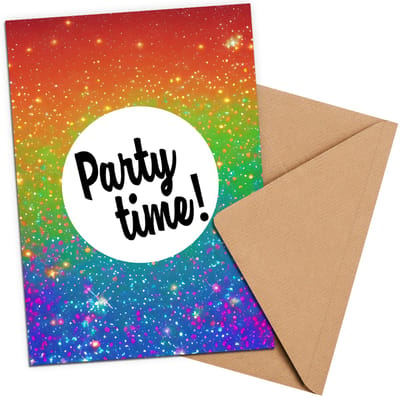 Uitnodiging kinderfeestje Party + Enveloppen - 10 stuks - Beschrijfbaar - Uitnodigingskaarten - Uitnodiging verjaardag - uitnodiging verjaardag feest - Uitnodiging kinderfeestje Jongen of Meisje - Uitnodiging feestje - uitnodigingen
