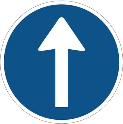 Verplichte rijrichting bord - D4 | gecoat dibond materiaal | 50 cm