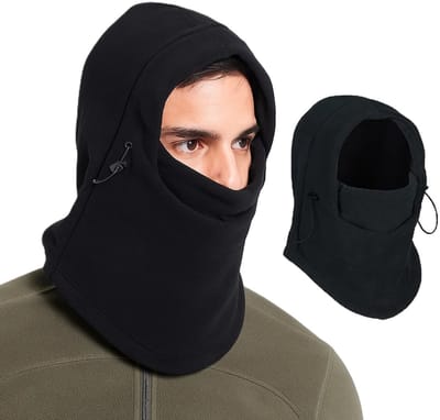 Verstelbare 6-in-1 Fleece Bivakmuts I Nekwarmer I Winddicht I UV-bescherming I Ski Masker I Scooter Maker I Wintermasker I Wintermuts I Zwart