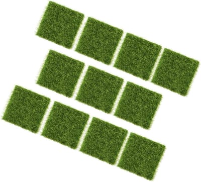 Kunstgras Matten - Mos Effect - Miniatuur Tuin - Realistisch Gazon - 10 Stuks 7.5cm - Groen