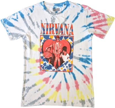 Nirvana - Heart Heren T-shirt - S - Wit/Multicolours