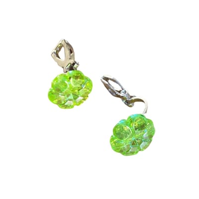Klem oorbellen -gif groen- zilverkleur- geen gaatje- Charme Bijoux