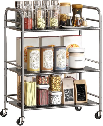 HOMCOM Keukenwagen - RVS 201 - 60x35x77cm - Zilver