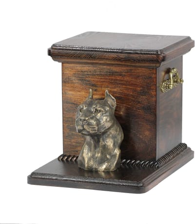 Elegante urn voor American Staffordshire Terrier met hondenbuste