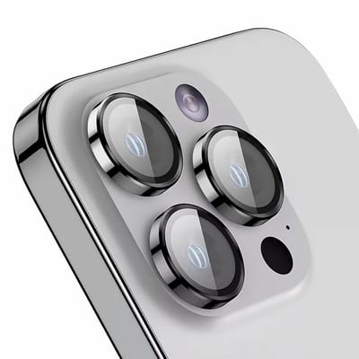 Rixus Metal Shield Camera Tempered Glass For Apple iPhone 15, 15 Plus Blue