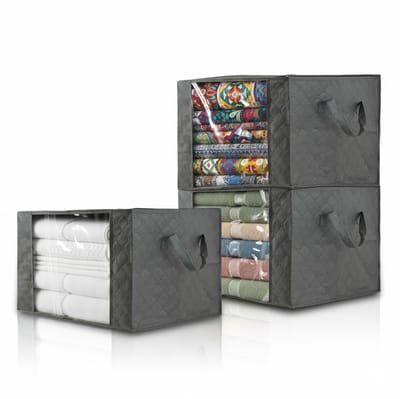 Unyqoos® Set van drie ademende opbergtassen voor kleding met venster en handvatten