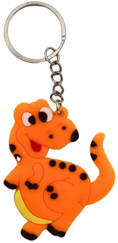 Sleutelhanger Dino Oranje – Stoere Dinosaurus voor Sleutel Kinderen – Leuk Cadeautje & Accessoire