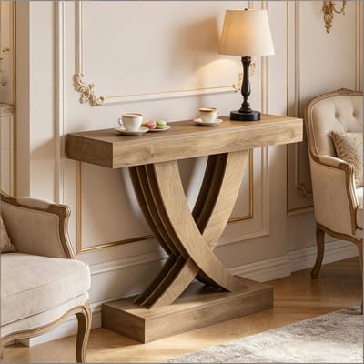 STILVORA Consoletafel - Rustieke Sidetable Met X Onderstel - Voor Hal En Woonkamer - MDF - 110 Cm - Bruin