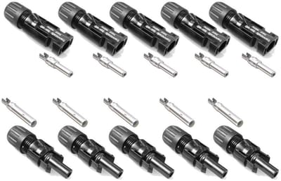 Zonnepaneel Connectoren - MC4 Stekkers - Zonne-energie Installeren - Type II Robuust - 4-6 mm2 Kabel - Zwart