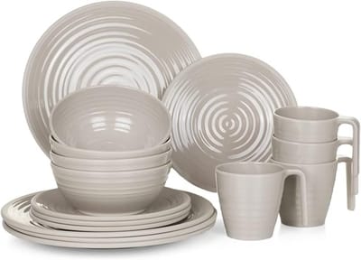 Campingserviesset voor 4 personen - 16-delig - Melamine - Koffiedesign