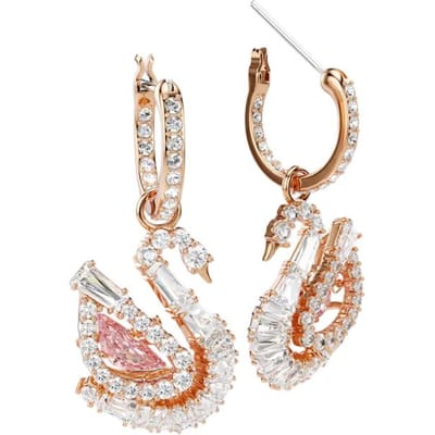 Swarovski Zwaan Roségoud Drop Oorbellen 5732415 Pink|Box (Random Color) blue