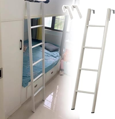 Stapelbed Ladder - Metalen Ladder Klimladder - Veilig Bed Bereiken - Verstelbare Lengte - 116 Centimeter - Wit