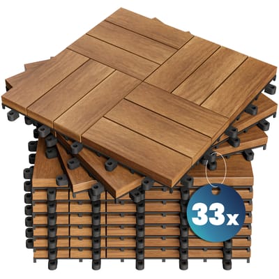 Casaria Vlondertegel – 33 Stuks 3m² – Acaciahout – 30x30cm – Mozaiek