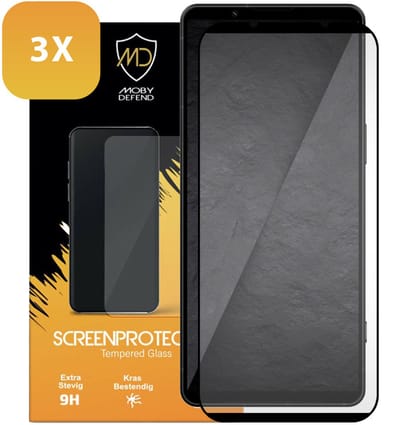 3-Pack MobyDefend Screenprotectors - Geschikt voor Sony Xperia 1 VIII - Screensavers Met Zwarte Randen - Gehard Glas