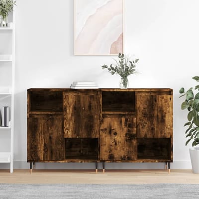 vidaXL - Dressoirs - 2 - st - bewerkt - hout - gerookt - eikenkleurig