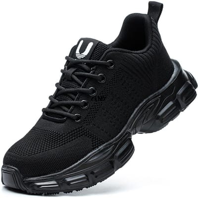 Ademende dames veiligheidsschoenen Anti-smash Anti-lek stalen neus Sneaker Dames Outdoor Werk Veiligheidsschoenen Lichte werkschoenen Dames 38 zwart