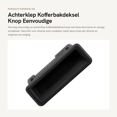 Dailygoods - Achterklep Kofferbakdeksel Knop - Eenvoudige Installatie - Robuust Kunststof - Vervangingsschakelaar - Voor Diverse Modellen - Zwart