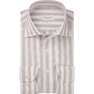 Profuomo Ppxh10019 Lange Mouw Overhemden Beige Ppxh10019