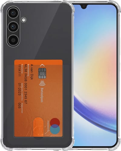 Smartphonica Telefoonhoesje Geschikt voor Samsung Galaxy A34 5G met Pasjeshouder Doorzichtig Siliconen - Transparant TPU Shockproof Backcover Case with Card Slot geschikt voor Samsung Galaxy A34 5G