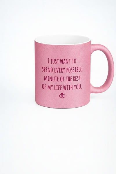 Romantische Roze Glitter Mok met Liefdes Tekst | 'Rest van mijn leven met jou' | Perfect Cadeau voor Partner