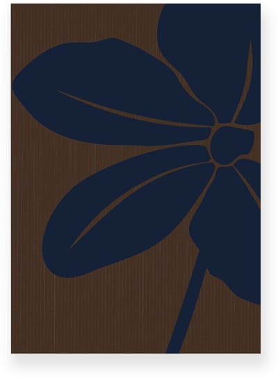 Poster 20x30 cm - Bloem - Bladeren - Donkerbruin - Donkerblauw - Minimalistisch - Botanisch - Muurdecoratie - Wanddecoratie