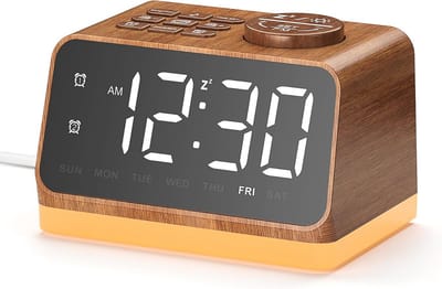 Digitale wekkerradio met dubbel alarm, witte ruismachine en rustgevende geluiden