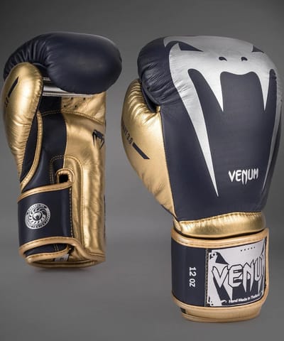 Venum Bokshandschoenen Giant 3.0 Leer Marineblauw Goud Zilver - 10 OZ