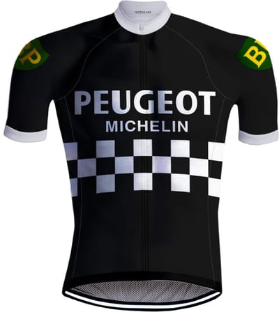 Retro Wielershirt Peugeot Zwart/Wit - REDTED - XS