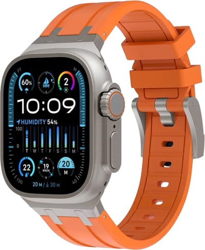 MY PROTECT - Luxe Siliconen Bandje - Geschikt Voor Apple Watch Bandje - Series 1/2/3/4/5/6/7/8/9/10/SE/Ultra - 44mm - 45mm - 46mm - 49mm - Sportbandje - Oranje