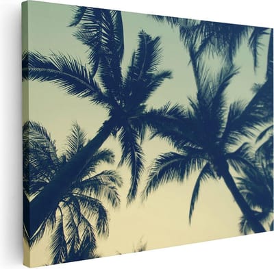 Artaza Canvas Schilderij Palmboom - 40x30 cm - Klein - Muurdecoratie Zeezicht - Wanddecoratie Woonkamer - Kamer Accessoires Tropisch