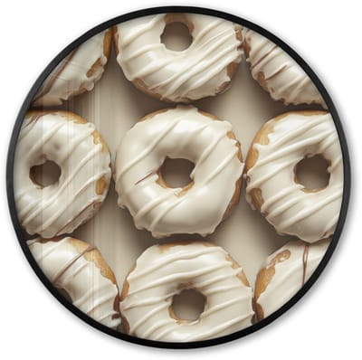 Poster in lijst Rond - Fotolijst 60x60 cm - Posters - Donuts - Chocolade - Wit - Beige - Ronde posterlijst zwart - Decoratie - Wanddecoratie woonkamer - Muurdecoratie slaapkamer