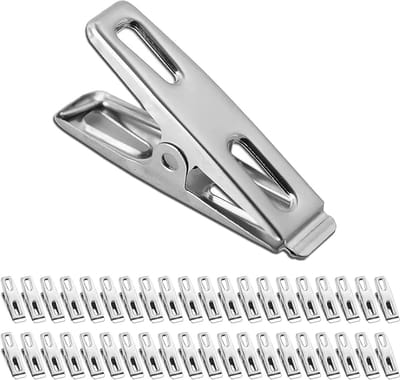 Wasknijpers - Metaal - 4.5 cm - Roestvrijstalen Kledingclips - Voor Kleding, Snacks en Foto's