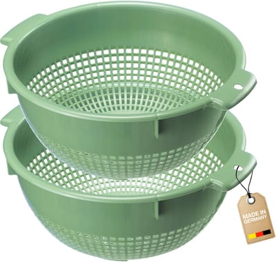 Westmark vergiet – Twee grote vergieten met 2 handgrepen en 4 vergrendelbare standen om te wassen en uit te lekken – Mintgroen, kunststof, ø 24 cm