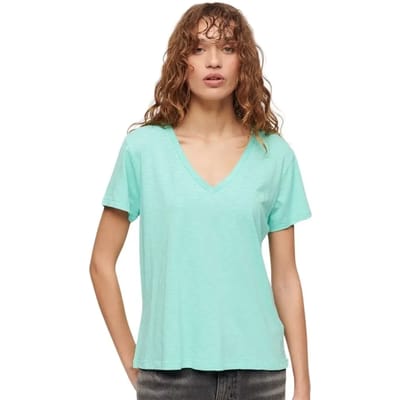 Superdry - Ruimvallend geborduurd T-shirt met V-hals - Dames - T-shirts
