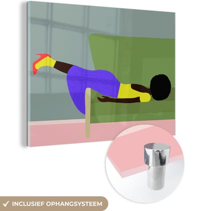 MuchoWow® Glasschilderij 120x90 cm - Schilderij acrylglas - Vrouw - Minimalisme - Design - Foto op glas - Schilderijen