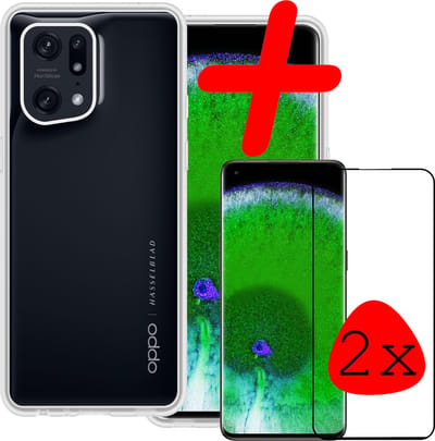 Hoesje Met Screenprotector - 2 Stuks - Geschikt voor OPPO Find X5 - Sterk & Shockproof - Siliconen Case - Back Cover - Telefoon Hoes - Shock Proof - Transparant
