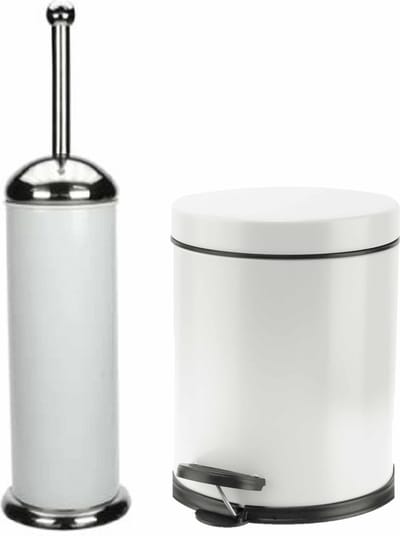 Gerimport Badkamer set - pedaalemmer 5L met toiletborstel - wit - toilet