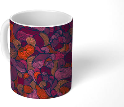 Mok - Koffiemok - Patroon - Line art - Art nouveau - Mokken - 350 ML - Beker - Koffiemokken - Theemok