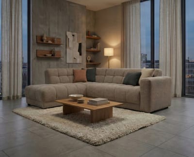 Hoekbank Cosy Links stof Egon 40 Taupe – 272x215x78 cm - modern