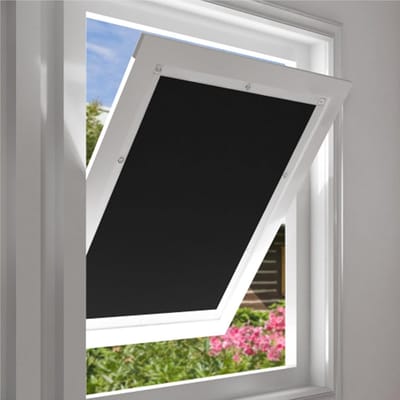 Thermo-rolgordijn voor Dakraam - UV Bescherming en Hittebescherming - Verduistering zonder Boren - Zwart 76 x 93 cm