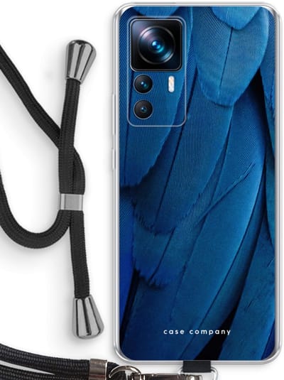 Case Company® - Hoesje met koord geschikt voor Xiaomi 12T hoesje met Koord - Pauw - Telefoonhoesje met Zwart Koord - Bescherming aan alle Kanten en Over de Schermrand